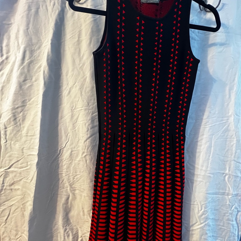 Alexander McQueen Stylish Red and Black Patterned Dress - Picture 2 of 5